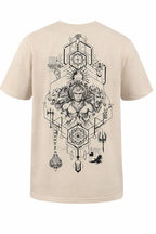 Beige Cotton T-Shirt (18 GSM) with Lord Hanuman Design | Premium Spiritual Wear for Men